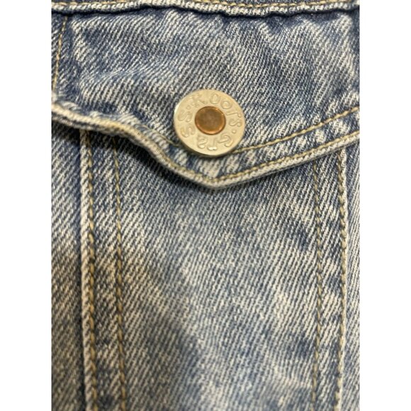 Vintage 90s Denim Floral Print Maxi Dress Boho Cottage Grunge Light Wash Size S - Picture 11 of 16